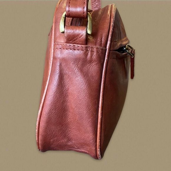 Visconti Cognac Mini Leather Crossbody Bag - Picture 4 of 9